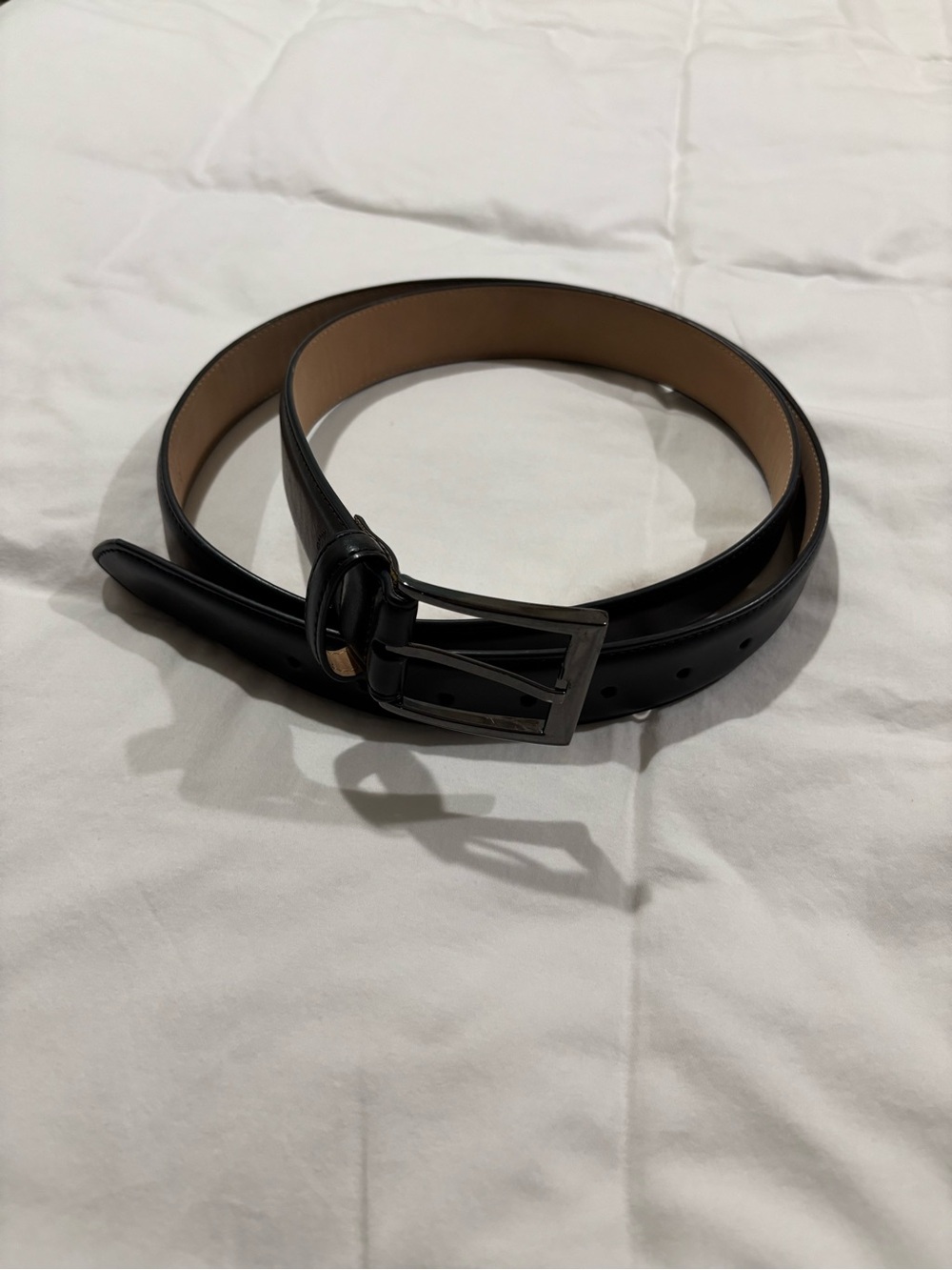 Dockers Black Leather Dress Belt with Silver Buckle